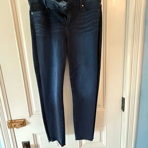 PAIGE Midnight Blue Ankle Jeans with Raw Hem